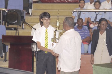 Copping first prize in the Caricom Energy Week Essay Competition was Lawrence Fung, an Upper Sixth Form student of Queen’s College. (Arian Browne photo)