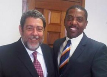 IN HAPPIER TIMES: WICB president Dave Cameron (right) during a meeting with Dr. Ralph Gonsalves last year.