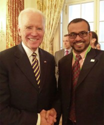 US Vice President, Joseph Biden (left) with Minister of Natural Resources and the Environment, Robert Persaud 
