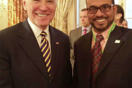 US Vice President, Joseph Biden (left) with Minister of Natural Resources and the Environment, Robert Persaud