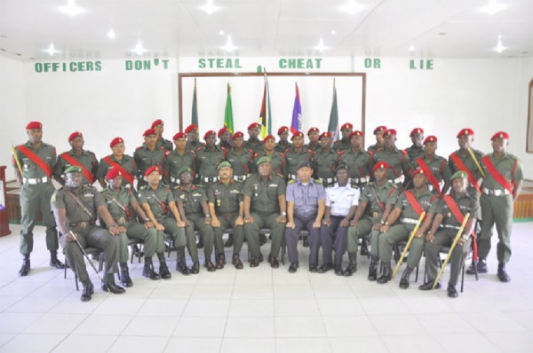 The cadets are pictured here with senior army officers (GDF photo) 