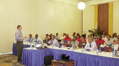 Lenovo official in discourse with local public and private sector IT functionaries  at the Pegasus Hotel  