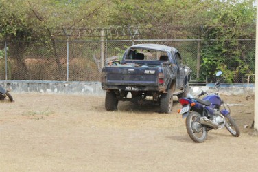  The wrecked pick-up after the accident  