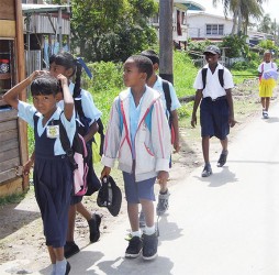 Pupils of the Number 2 Primary School heading home for lunch 