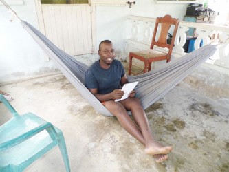 Devon Sampson enjoying a Sunday afternoon in his hammock