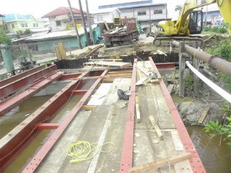 The damaged beams, which will be replaced, chipped and cleaned. (Ministry of Public Works photo) 