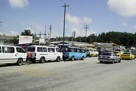 The line of buses at the Vreed-en-Hoop bus park on Friday morning.
