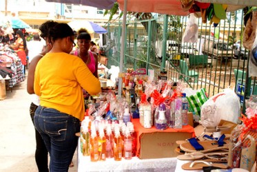  An Avon display stall on the pavement in Georgetown 