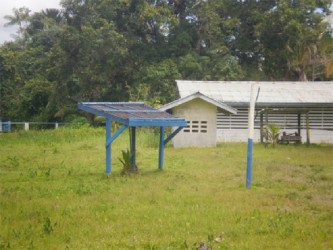 The solar panels used to pump water for the primary and nursery schools 