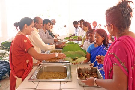 Devotees of Lord Shiva were also served a meal yesterday in the traditional leaf at the Cove and John Ashram.