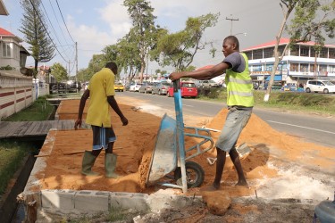 Parapet works are being done along Irving Street in time for the Mashramani celebrations.