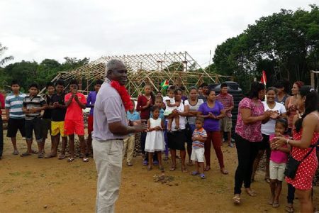 Works Minister Robeson Benn interacting with Region One residents. (Ministry of Public Works photo)
