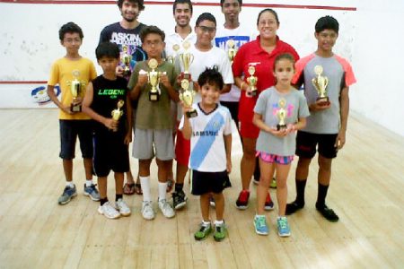  The respective champions, runners-up and third place finishers posing with their spoils following the conclusion of the tournament.