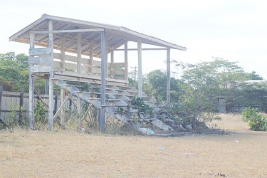 Bushes beginning to take over the stand at the Lethem community centre ground.