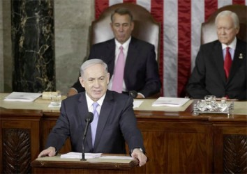 Israeli Prime Minister Benjamin Netanyahu addresses a joint meeting of Congress in the House Chamber on Capitol Hill, March 3, 2015. REUTERS/Gary Cameron