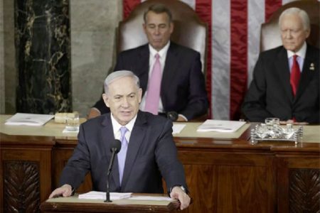 Israeli Prime Minister Benjamin Netanyahu addresses a joint meeting of Congress in the House Chamber on Capitol Hill, March 3, 2015. REUTERS/Gary Cameron