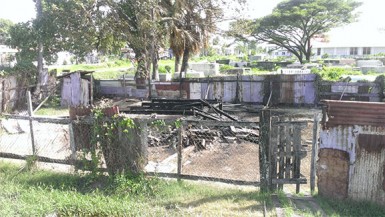  The remains of Deon Bamdeo’s house after it was razed by an early morning fire. 