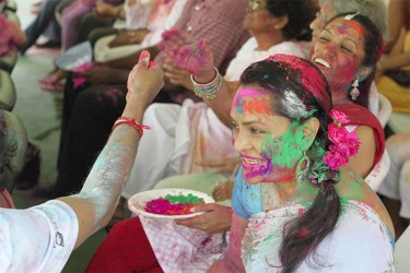 Two friend sharing a laugh yesterday at the Indian Cultural Centre