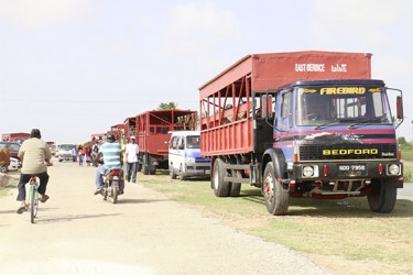 GuySuCo trucks were used to transport PPP/C supporters yesterday to the commemoration ceremony for Cheddi and Janet Jagan at Babu John, Port Mourant. It is unclear if the party had rented them.