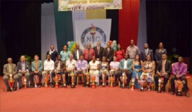 The prize winners and representatives of the National Sports Commission following the awards ceremony. 