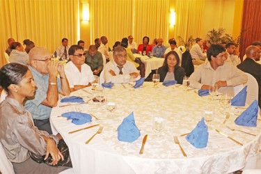 Guyana Revenue Authority (GRA) Commissioner-General Khurshid Sattaur was one of the attendees at yesterday’s GMSA luncheon, where opposition coalition leader David Granger delivered the feature address. (Photo by Arian Browne) 