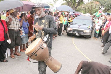 The man that led the casket with his drum into Parade Ground.  