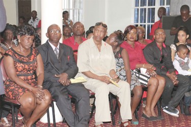 The family of Crum-Ewing at the church service.  