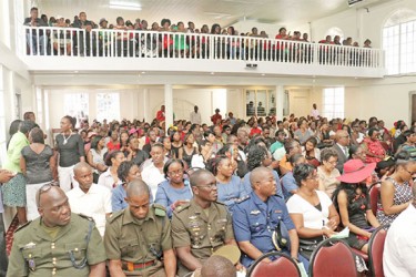 Part of the crowd that assembled at the church service. 