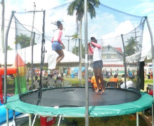  Children enjoying a trampoline treat  