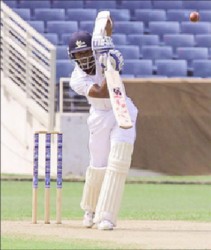 Shamarh Brooks on drives on the way to his century for Barbados Pride yesterday. (Photo courtesy WICB media)