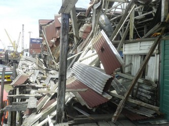 Part of the collapsed roofing