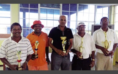 In picture, the winners - from L to R: M. Mangal, I. Khan, P. Persaud, C. Deo and P. Prashad 