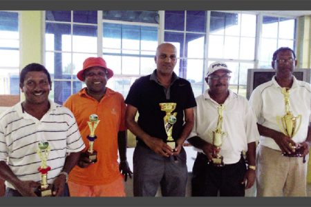 In picture, the winners - from L to R: M. Mangal, I. Khan, P. Persaud, C. Deo and P. Prashad
