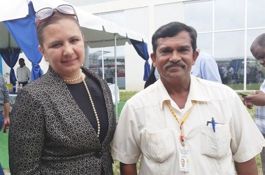 Alejandra Romero and taxi driver Wazeed Manjoor at yesterday’s opening.