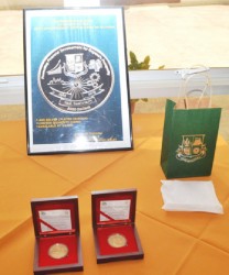 The Commemorative Coin minted to mark the 50th Anniversary of the Bank of Guyana. (Government Information Agency photo) 