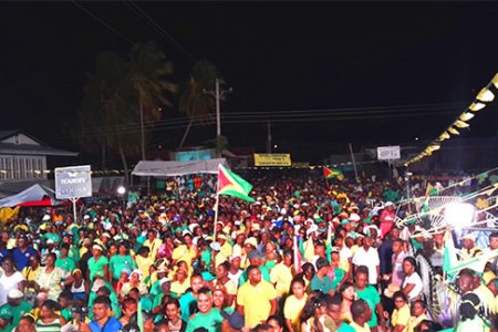 The APNU+AFC rally at Whim yesterday.
