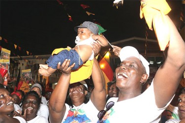 Exuberant supporters at the PPP rally