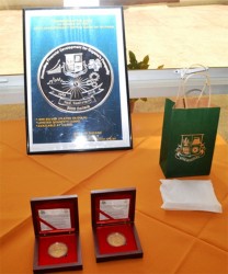 The Commemorative Coin minted by Norway to mark the 50th Anniversary of the Bank of Guyana (GINA photo)