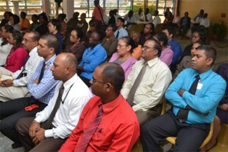 The gathering at the launch of the Bank of Guyana’s 50th anniversary commemorative coin (GINA photo)