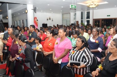 A section of the gathering who attended the activity to honour women at the Guyana International Conference Centre, Liliendaal (GINA photo)