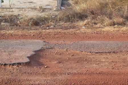 A road in Lethem which resident said was built during the 2011 elections and was left to deteriorate after. 