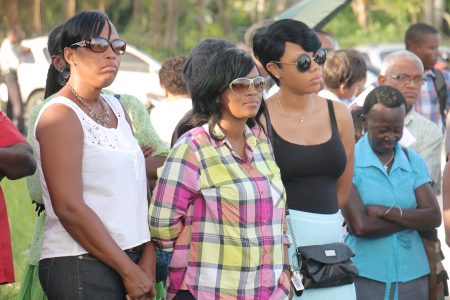 Part of the gathering yesterday at Parade Ground in solidarity with slain political activist Courtney Crum- Ewing.