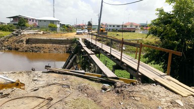 A pedestrian walkway was set up on Thursday to accommodate residents of Eastville after the community’s main bridge collapsed on Wednesday.