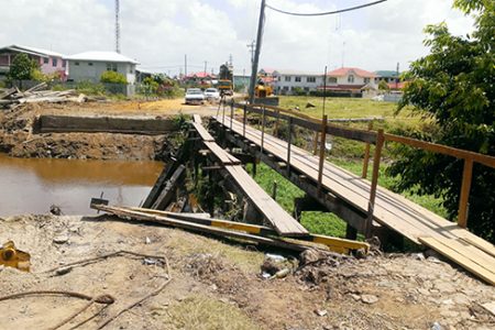 A pedestrian walkway was set up on Thursday to accommodate residents of Eastville after the community’s main bridge collapsed on Wednesday.