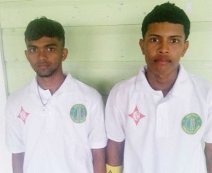Essequibo batsmen Parmesh Parsotam (l) and Sachin Persaud  