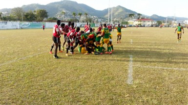 Action in the game between Guyana and Trinidad and Tobago rugby 15s sides at Fatima Ground, Port-of-Spain on Saturday.