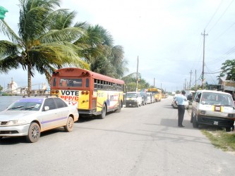 Some of the vehicles that ferried PPP/C supporters