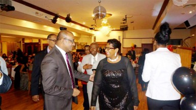 Prime Ministerial Candidate Elisabeth Harper and former President Bharrat Jagdeo at the fundraiser event in New York. (Photo taken from Elisabeth Harper’s Facebook page).   