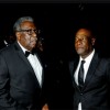 LEGENDARY CAPTAINS: Clive Lloyd (left) speaks with Sir Vivian Richards during the back-tie dinner. (Photo courtesy WICB Media)