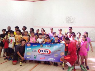 Participants in the Kraft Toucan Industries junior Skill Level tourney displaying their respective accolades following the conclusion of the tourney on Sunday. 